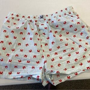 Together Light Blue & White Striped Boxers with Red Crab Print